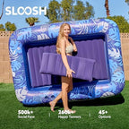 SLOOSH Inflatable Tanning Pool Lounger Float, 85" x 57" Extra Large Pool Floats Adult with Pillow, 4 in 1 Suntan Tub Raft Floatie,Sunbathing Bed Lounge for Water Blow Up Ball Pit, XL-Dark Blue
