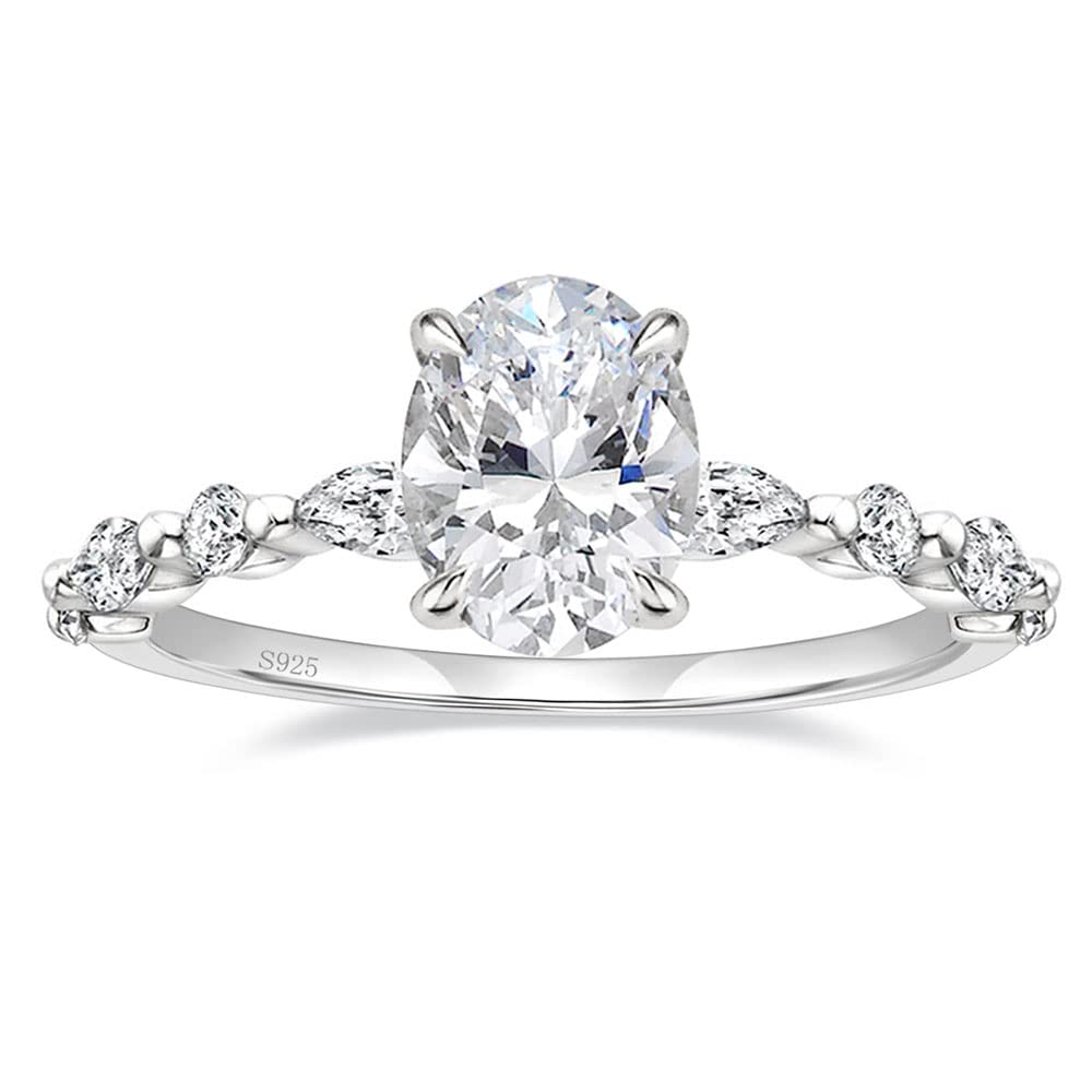 EAMTI 925 Sterling Silver Engagement Rings for Women Oval Cutn Size 6.5
