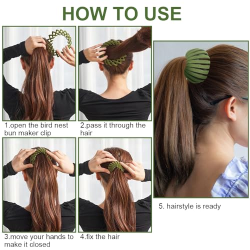 Birds Nest Hair Clips - Hair Claw Clamps Bun Makers Expandable Ponytail Holder Comb Hair Bands Hair Accessory for Women Ponytail Holders Claw Clips