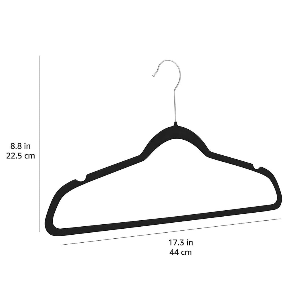 Amazon Basics Slim Velvet Non-Slip Space Saving Suit Clothes Hangers for Closet Organization, Black/Silver, 30-Pack