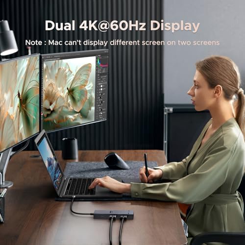 UGREEN Revodok Pro 7 in 1 Docking Station Dual Monitor, USB C Hub Dual 4K@60Hz HDMI Display, 10Gbps USB-A/C Data Ports, 100W PD, Aluminum Laptop Docking Station for HP, Thinkpad, Dell and More