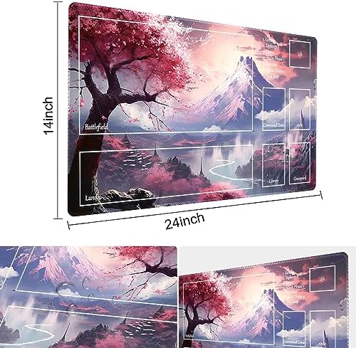 MTG Playmat Size 24x14in Free Storage Bags Non-Slip Backing, Ideal for Card Game Enthusiasts TCG Playmat (Sakura Kasumi-Deck)