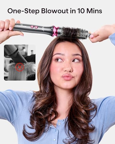 Wavytalk Pro Curling Brush Set, Bilateral Negative Ion Thermal Brush with 3 Sizes Detachable Brush, Dual Voltage Hot Brush Styler One-Step Shiny Blowout Look, Dark Grey