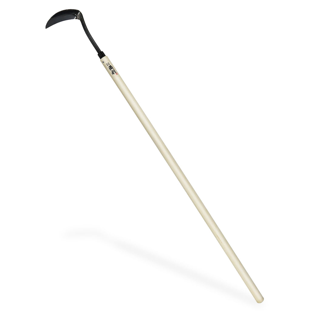 KAKURI Japanese Weeder Tool Long Handle 42" for Gardening - Stand Up Weed Remover Sickle Hoe - Sharp Japanese Steel Blade & Wooden Handle - Made in Japan