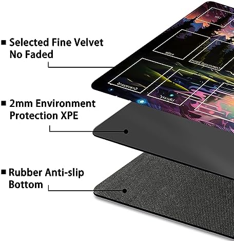 Playmat for MTG, with Free Storage Bags,Game Mat 24 x 14 inches, TCG and Board Game Mat for Cards,Mousepad Desk Mats (with Zones,Magic Mat 10)