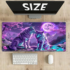 Playmats for Magic: The Gathering MTG Card Game Mat Plus 50 Pcs Card Sleeves, 24 x 14 inch TCG Mat with Stitched Edge for Commander Deck Duskmourn Board Game, Purple Moon Wolf