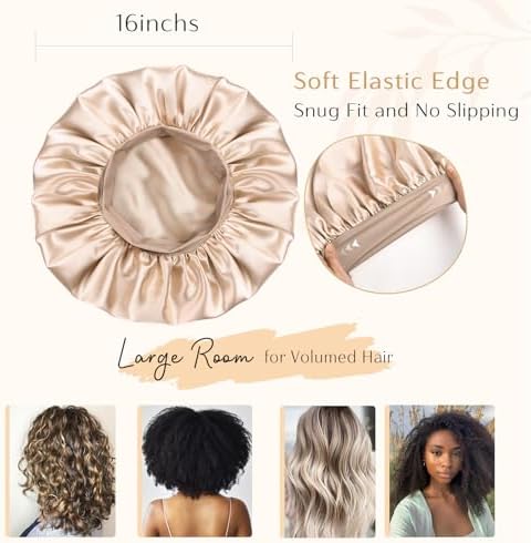 YANIBEST Satin Bonnet for Sleeping Women Double Layer Hair Silk Bonnets for Sleeping with Elastic Band