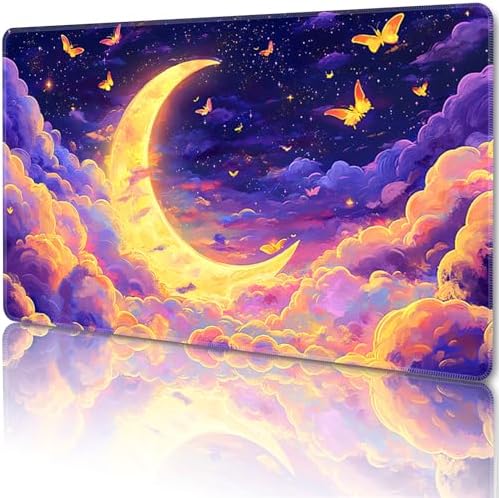 MTG Playmat Magic Card Playmat Game Mat,TCG & CCG Card Games Mat with Free Storage Bags Size 24 x 14 Inches (No with Zones,Moon5)