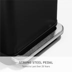 simplehuman Rectangular Step Can, 45L / 12 Gallon Kitchen Trash Can, Liner Rim System, Liner Pocket®, 150,000-Step Pedal, Lid Shox® Silent Close, Matte Black Steel