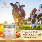Beef Tallow moisturizer for Skin - Grass fed beef tallow honey Balm for face body dry skin (4 oz, Refreshing)