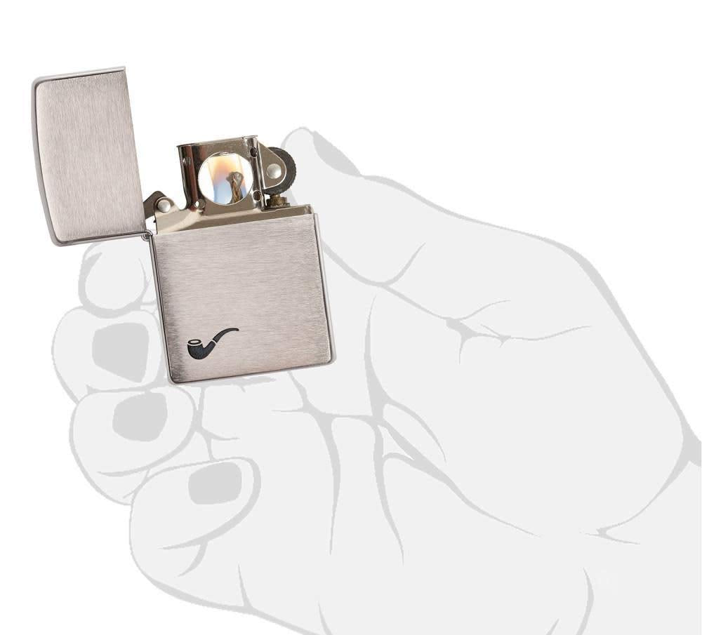 Zippo Unisex-Adult Pipe Lighter, Brushed Chrome Black Pipe, One Size