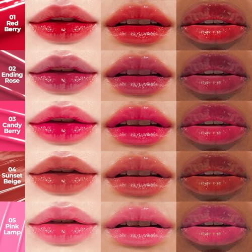 Pudding Glow Korean Lip Tint | Long-Lasting Lip Gloss Tint for Glowy | Moisturizing, Non-Sticky Glossy Lip Stain 0.14 Oz (05 PINK LAMP)