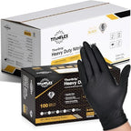 TitanFlex Heavy Duty Black Nitrile Gloves, 6 Mil with Raised Diamond Texture Disposable Gloves Latex Free, Powder Free