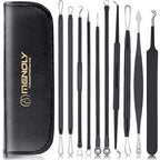 MENOLY Pimple Popper Tool Kit 10 Pcs Blackhead Remover Tool Zit Popper for Blemish, Pimple Comedone Extractor Acne Tool for Blackheads, Acnes, Whiteheads Nose Face Tools with Leather Bag