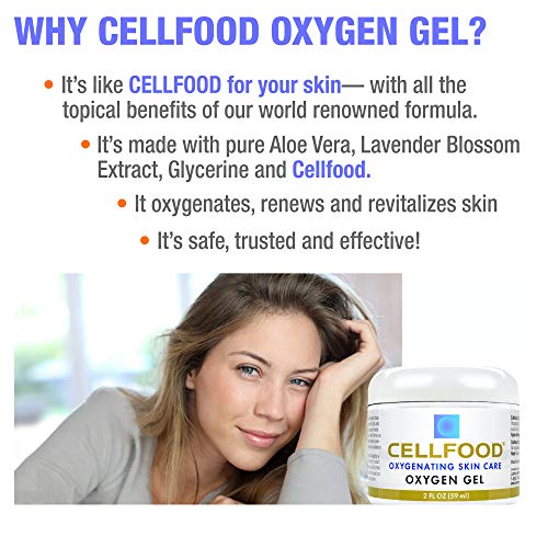 Cellfood Oxygen Gel - 2 fl oz, Pack of 3 - Provides Moisture & Protection, Decreases Appearance of Fine Lines - Aloe Vera, Lavender Blossom Extract, Cellfood & Glycerine - Hypoallergenic, Non-GMO