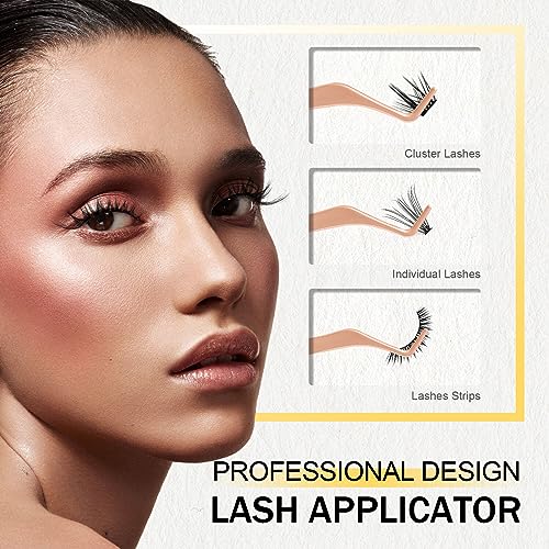 Lash Applicator Tool 2PCS Individual Tweezers for Eyelash Extensions - Professional Curved Applicator for DIY Cluster Lashes