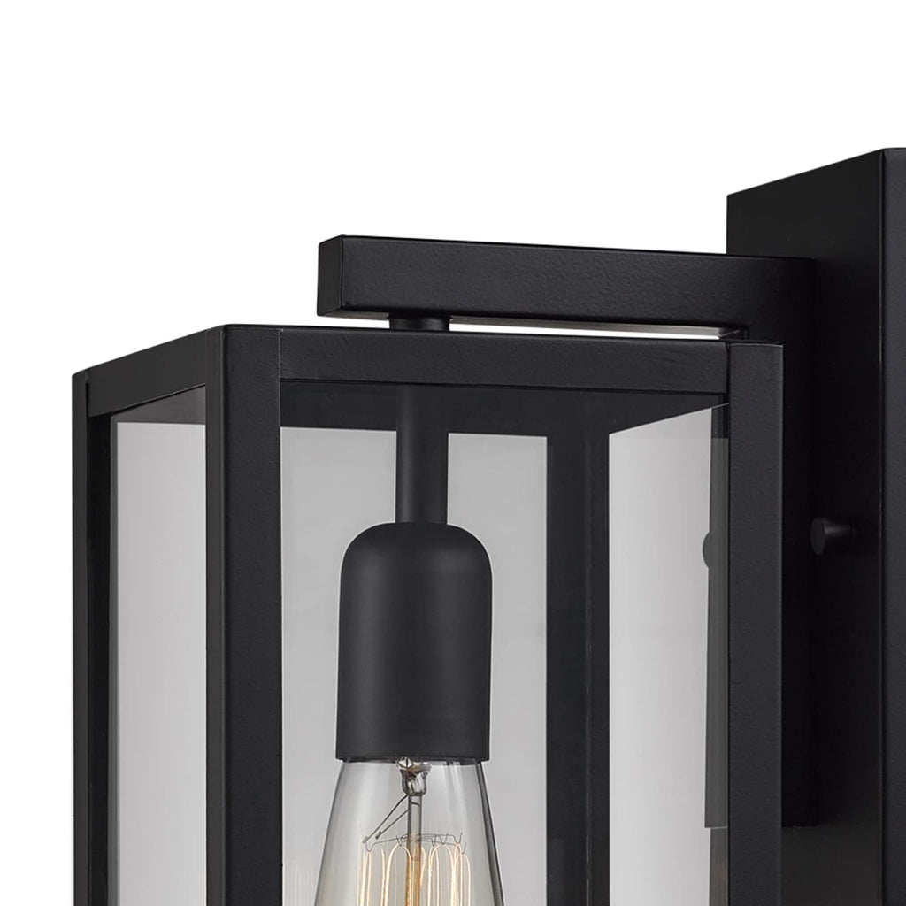 Globe Electric 44176 1-Light Outdoor/Indoor Wall Sconce, Matte Black Finish, Clear Glass Shade, Weather-Resistant Modern Exterior Light