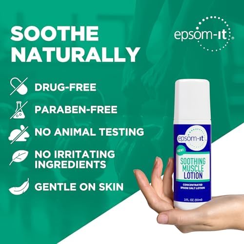 Epsom-It Soothing Muscle Lotion - Roll On Epsom Salt Lotion with Arnica for Muscle Aches and Stiffness, Knees and Tired, Achy Feet, Topical Magnesium Cream, 3oz.