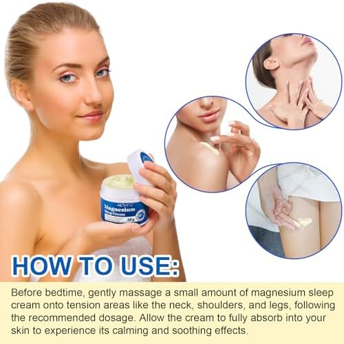 Magnesium Cream for Sleep,Magnesium Lotion,Magnesium Oil,Magnesium Cream for Feet,Magnesium Butter,Soothes Muscle Tension,Relaxation,3.17oz