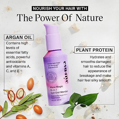 Eva NYC Mane Magic 10-in-1 Split End Mender Hair Treatment, 4 Fl Oz, Repairs ends for healthier, stronger & Damaged hair, GMO, Cruelty-Free