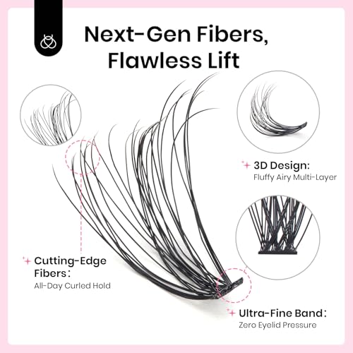 Beetles Lash Clusters 320pcs Individual Lashes 30D Natural Wispy Eyelash Clusters 8-16mm Cluster Eyelash Extensions D Curl False Eyelashes DIY Cluster Lashes (C028, 30D, 8-16mm)