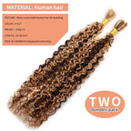 P4/27 Water Wave Bulk Human Hair for Braiding No Weft Highlight Ombre Wet and Wavy Micro Braiding Hair Human Hair Bulk for Boho Box Braids 100g with 2 Bundles 22 Inch