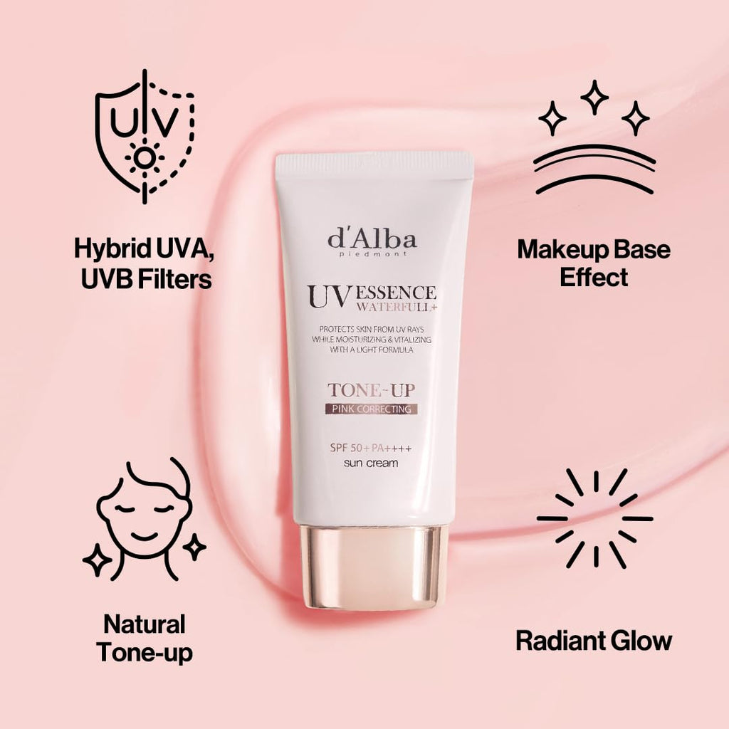[2 ea] d'alba Piedmont Waterfull Tone-Up Sunscreen Serum BROAD SPECTRUM SPF 50 + Korean Sunscreen for Face, All Skin Tones (2 x 1.69 fl.oz.)