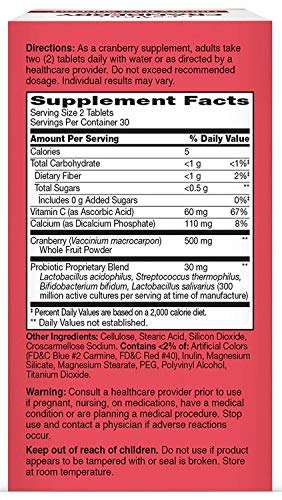 21st Century Cranberry Plus Probiotic Tablets,2 Count