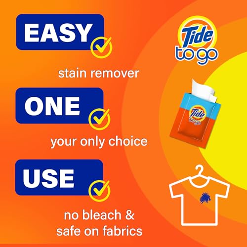 Tide To Go Stain Remover Wipes for Clothes, Instant Laundry Travel Stain & Spot Remover, 3 Pack, (30 Wipes Total)