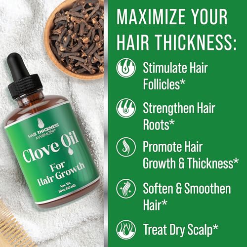 Clove, Rosemary, Peppermint & Jamaican Black Castor Oil Serum (1oz) - Vegan Hair Growth Treatment for Thickening, Moisturizing & Strengthening Weak Hair