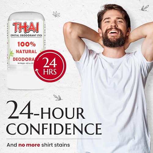 2-PACK Thai Crystal Deodorant Salt Stone - Clinically Tested, Dermatologist Approved - Natural Unscented for Women Men & Teens
