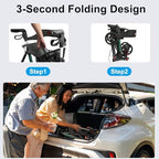 Rollator Walkers for Seniors with Seat, No Assembly Foldable 8" Non-Slip Big Wheels All Terrain Lightweight Durable Aluminum Rolling Walker with Comfortable Backrest