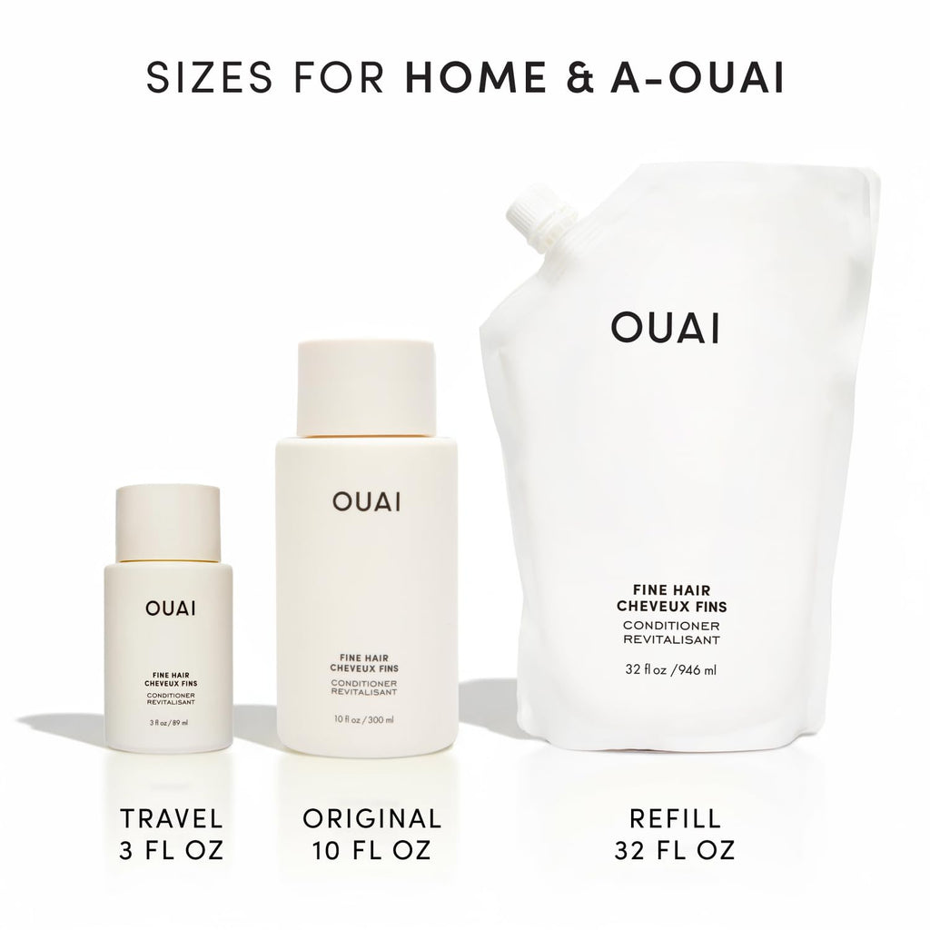 OUAI Fine Hair Conditioner Refill - Volumizing Conditioner Made with Keratin, Biotin and Chia Seed Oil - Adds Softness, Bounce and Volume - Free from Parabens, Sulfates, and Phthalates - 946ml