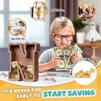 Summidate Wooden Letter Piggy Bank, Extra Thick Large Capacity Piggy Bank for Kids Boys Girls Toddler, Alphabet N Money Bank| Coin Box Birthday, Christmas, Festival