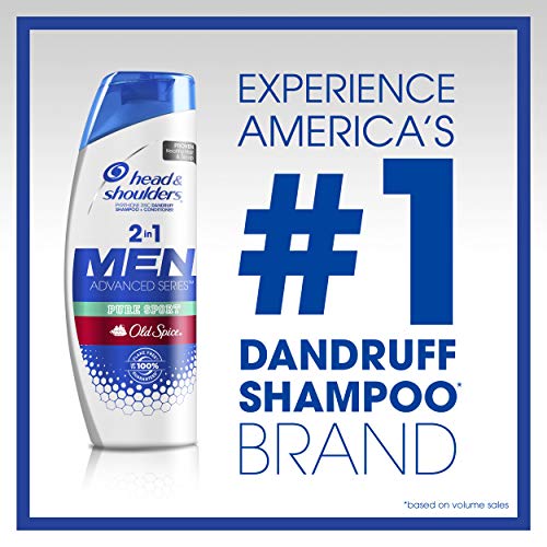 Head & Shoulders Shampoo and Conditioner 2 in 1, Anti Dandruff Treatment and Scalp Care, Old Spice Pure Sport for Men, 23.7 fl oz, Twin Pack