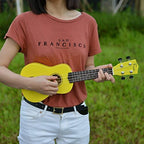 FINO Beginner Ukulele 21 Inch Soprano Ukelele for Kids Four String Wood Children Ukulele with Gig Bag (Yellow)