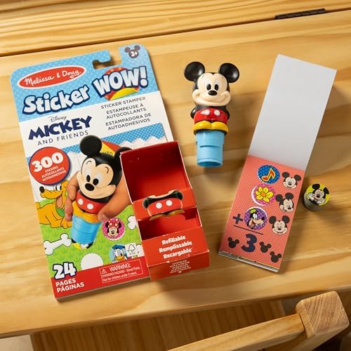 Melissa & Doug Sticker Wow!™ Disney Mickey Mouse Bundle: 24-Page Activity Pad, Stamper, 500 Stickers, Mini Pad, Arts and Crafts Fidget Toy Collectible Character