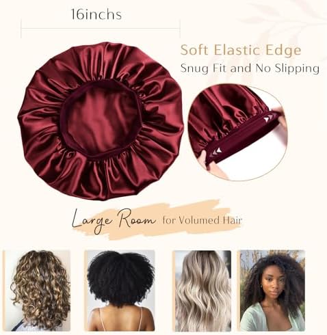 YANIBEST Satin Bonnet for Sleeping Women Double Layer Hair Silk Bonnets for Sleeping with Elastic Band
