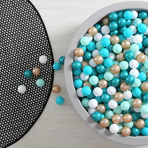 GOGOSO Ball Pit Balls for Toddler, Baby Plastic Playballs Kids Soft Pastel Pelotas Non-Toxic BPA-Free 2green+White+Gold,100 Balls