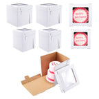 Huoshange Tall Cake Boxes for Tier Cakes,2 Sizes 4 Pack 10x10x12in and 12x12x12in,Sturdy Cardboard Cake Boxes Shipping in 2 3 Tier for Layer Tiered Cakes，Disposable Cake Containers