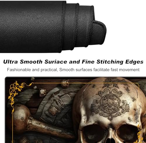 DEGDFSGR for MTG Playmat with Zones 24 x 14 inches for TCG Playmats Non-Slip Rubber Base Commander Play Mat for Magic The Gathering Playmat Iorcana Trading Card Game, Pirate Skull Crossbones
