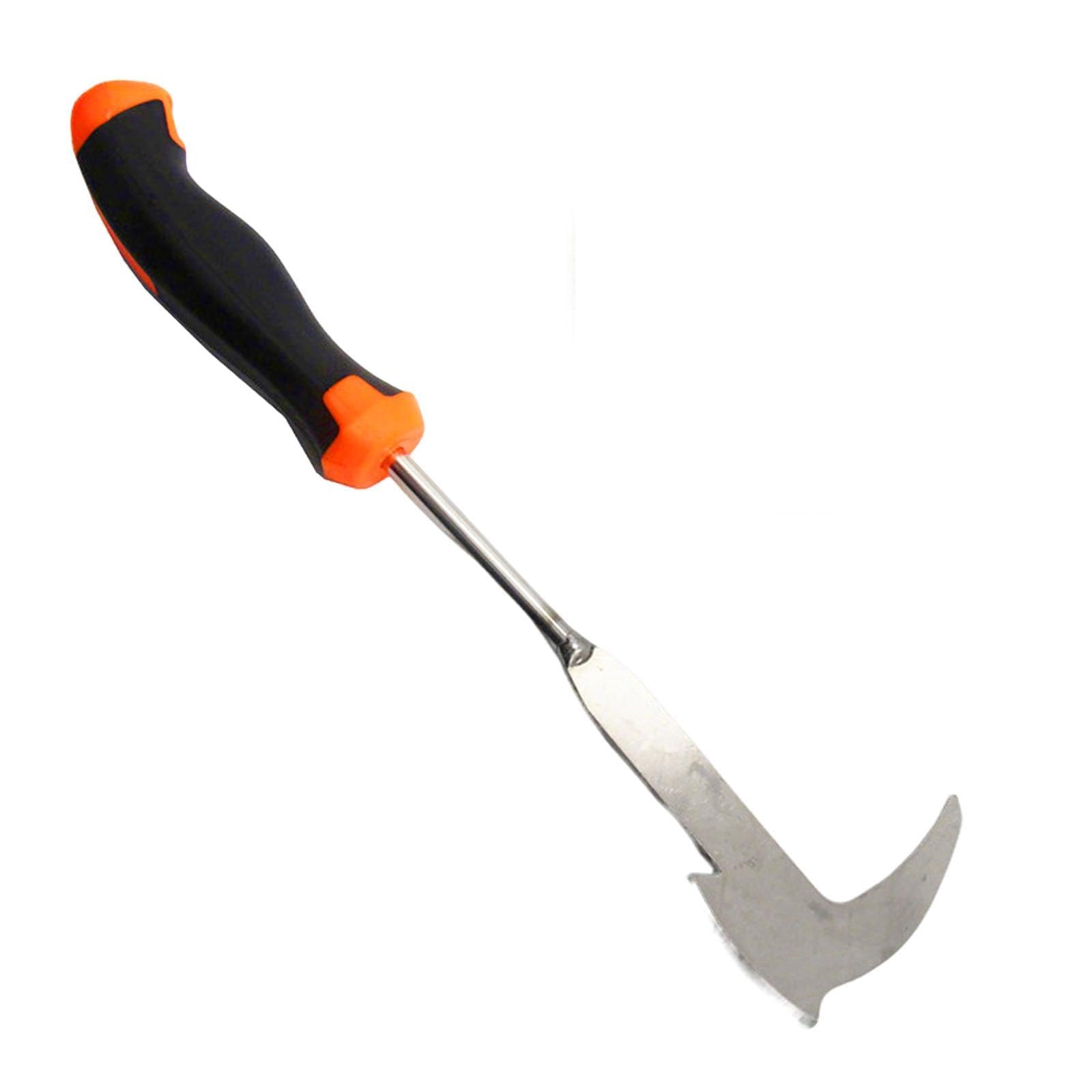 NEKSKA Crack Weeder Tool with L-Shaped Blade, Stainless Steel Weed Scraper for Sidewalk Cracks, Driveway, Patio, Manual Crevice Weeding Tool, 7-Shaped Blade for Paver Weed Removal (D)