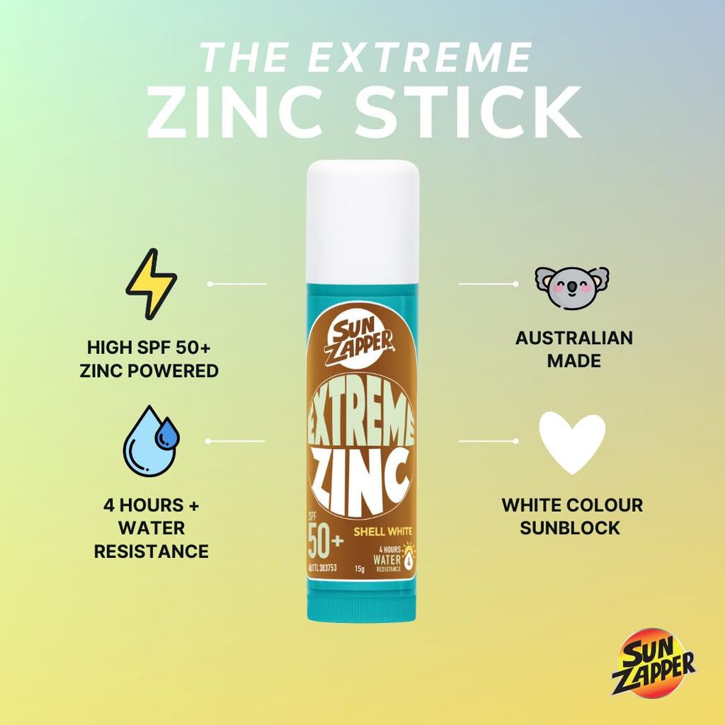 Sun Zapper Extreme Zinc Sunscreen Stick SPF 50+ Bronze – Water Resistant Mineral Sunscreen for Face, Zinc Oxide Surf Sunscreen Stick for Surfing and Water Sports, 15g (0.53 oz), Australian Made