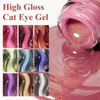 Cat Eye Gel Nail Polish Set-10 Colors with Magnet Cats Eye Gel Polish Silver Pink Blue Jelly Glass Effect Crystal Glitter Cateye UV Gel Kit Home Manicure DIY Nail Art