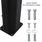 VINGLI 9.3 Gallon Solar Heated Outdoor Shower, 7.2 FT Height, Freestanding Outside Shower with 360° Swivel Shower Head & Foot Faucet, Hot & Cold Water Adjustment, Black