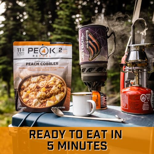 Peak Refuel Peach Cobbler | Real Ingredients | Ready in Minutes | Just Add Water | Premium Freeze Dried Backpacking & Camping Food | 2 Servings | Ideal MRE Survival Meal or Dessert