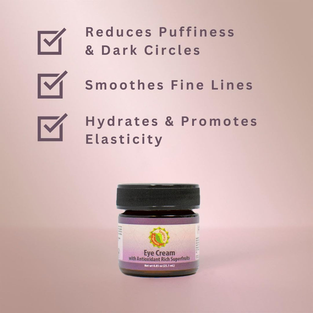 Taspen's Organics Hydrating Eye Cream with Super Fruits- for Dark Circles, Puffiness & Fine Lines - Brightening & Firming - Cruelty-Free