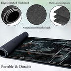 for MTG Game Playmat, for Magic TCG Rubber Play mat,Tabletop Card Playmats with Smooth Surface,Trading Card Inked Game Mat with New Zones,Battle Game,Dragon in Black