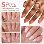 BTArtbox Short Almond Press on Nails - 5 Colors XCOATTIPS Pre-colored Soft Gel Nail Tips, 640pcs Full Cover Natural Fake Nails Extensions for Easy DIY Nail Art
