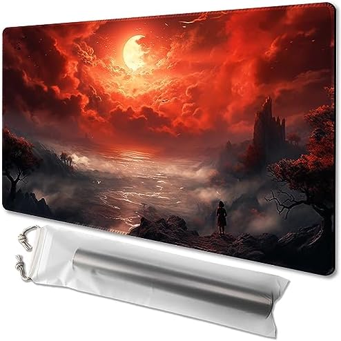 MTG Playmat Size 24x14in Free Storage Bags Non-Slip Backing Printing, Ideal for Card Game Enthusiasts TCG Playmat (No with Zone,Bloody Night)